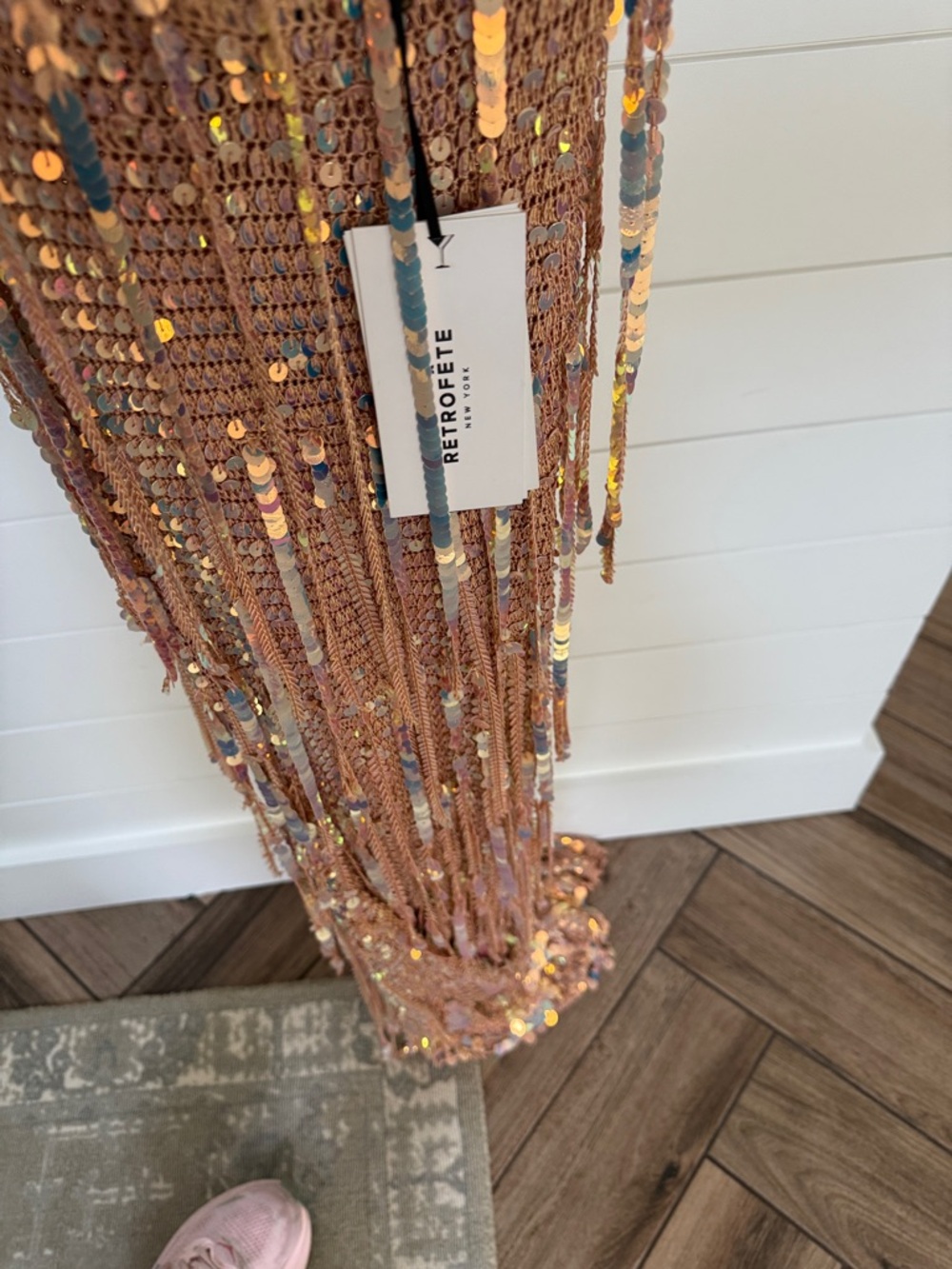 Retrofete Rose Gold Sequin Fringe Maxi Dress - Picture 8 of 15